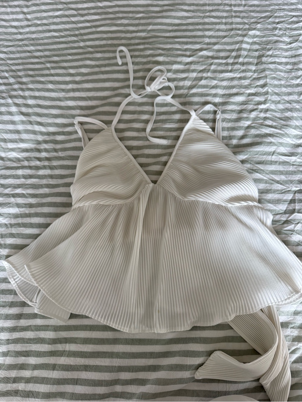 Pleated Halter Top in White